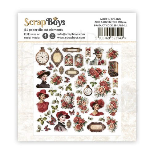 Ozdoby papierowe die-cuts Lady in Red SB-LARE-12 ScrapBoys