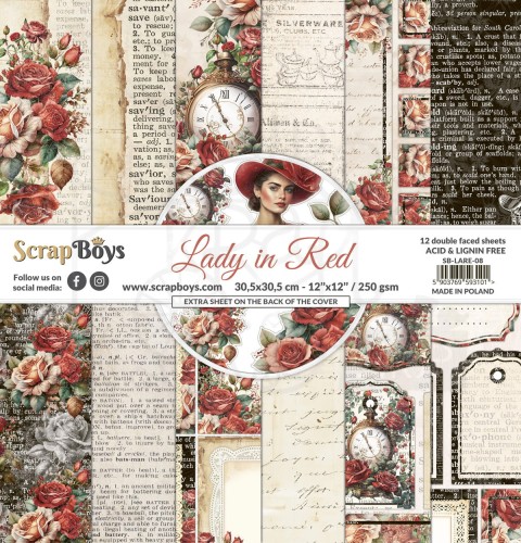 Zestaw papierów 30x30 Lady in Red SB-LARE-08 ScrapBoys
