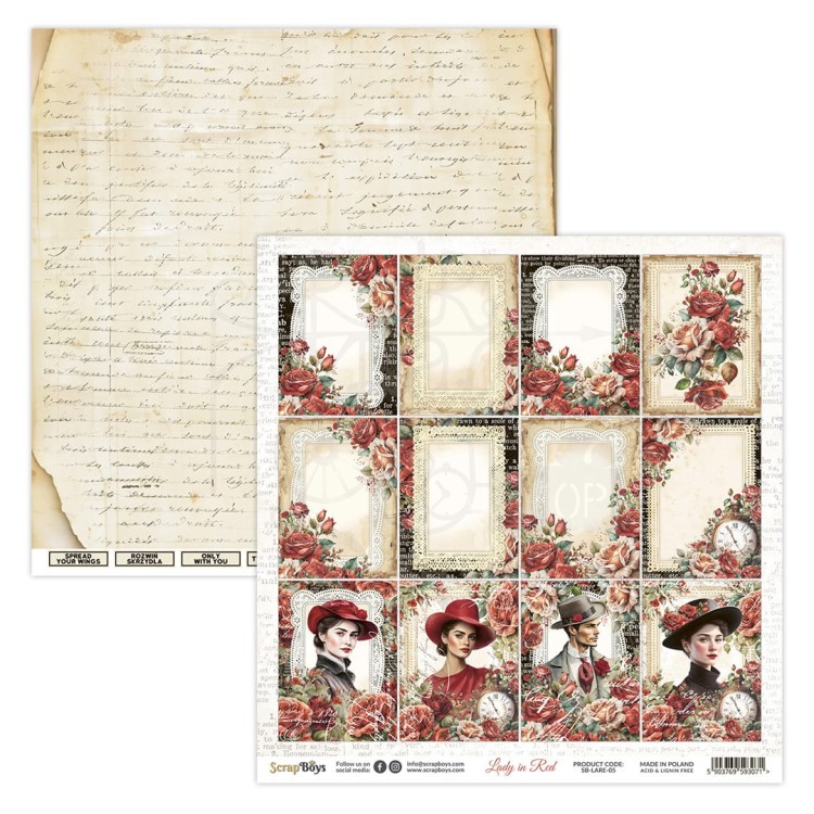 Zestaw papierów 30x30 Lady in Red SB-LARE-08 ScrapBoys