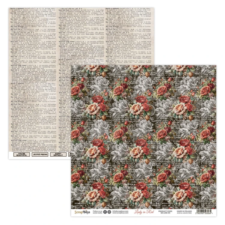 Papier 30x30 Lady in Red 04 SB-LARE-04 ScrapBoys