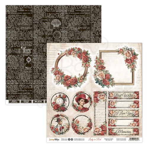 Papier 30x30 Lady in Red 03 SB-LARE-03 ScrapBoys
