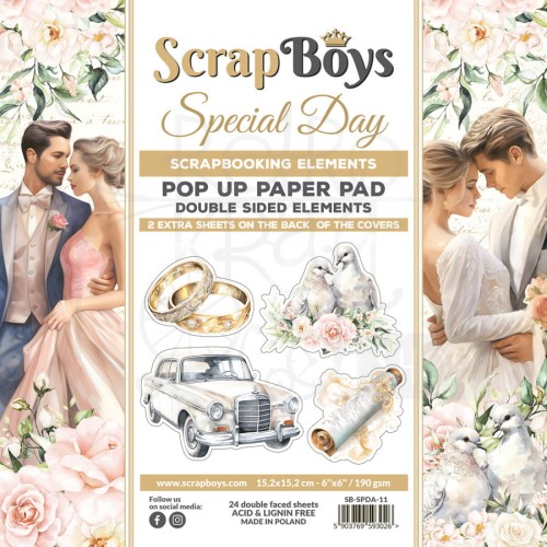 Zestaw papierów 15x15 z elementami do wycięcia Special Day SB-SPDA-11 ScrapBoys