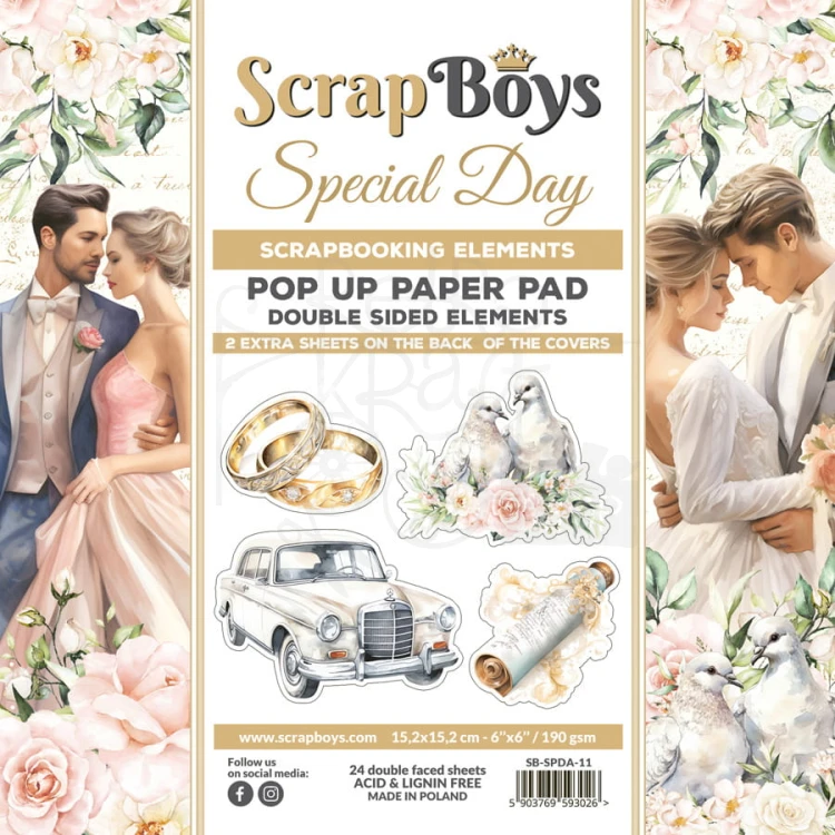 Zestaw papierów 15x15 z elementami do wycięcia Special Day SB-SPDA-11 ScrapBoys