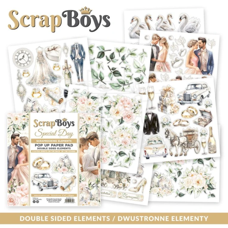Zestaw papierów 15x15 z elementami do wycięcia Special Day SB-SPDA-11 ScrapBoys