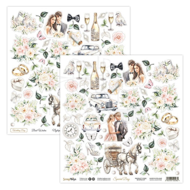 Papier 30x30 elementy do wycięcia Special Day SB-SPDA-07 ScrapBoys