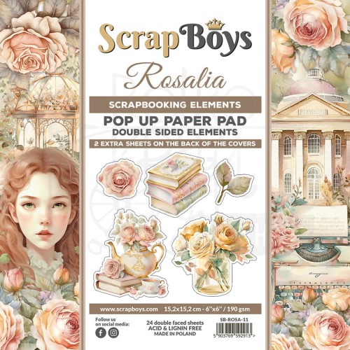 Zestaw papierów 15x15 z elementami do wycięcia Rosalia SB-ROSA-11 ScrapBoys