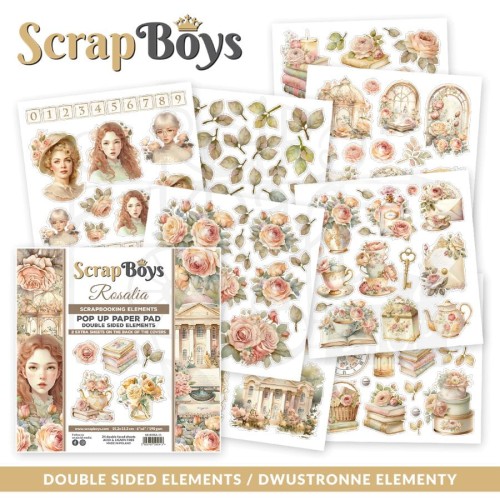 Zestaw papierów 15x15 z elementami do wycięcia Rosalia SB-ROSA-11 ScrapBoys