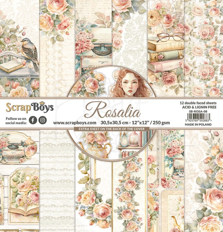Zestaw papierów 30x30 Rosalia SB-ROSA-08 ScrapBoys