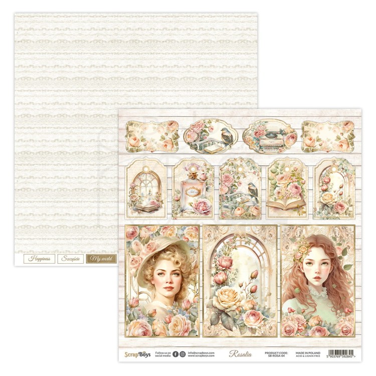 Zestaw papierów 30x30 Rosalia SB-ROSA-08 ScrapBoys