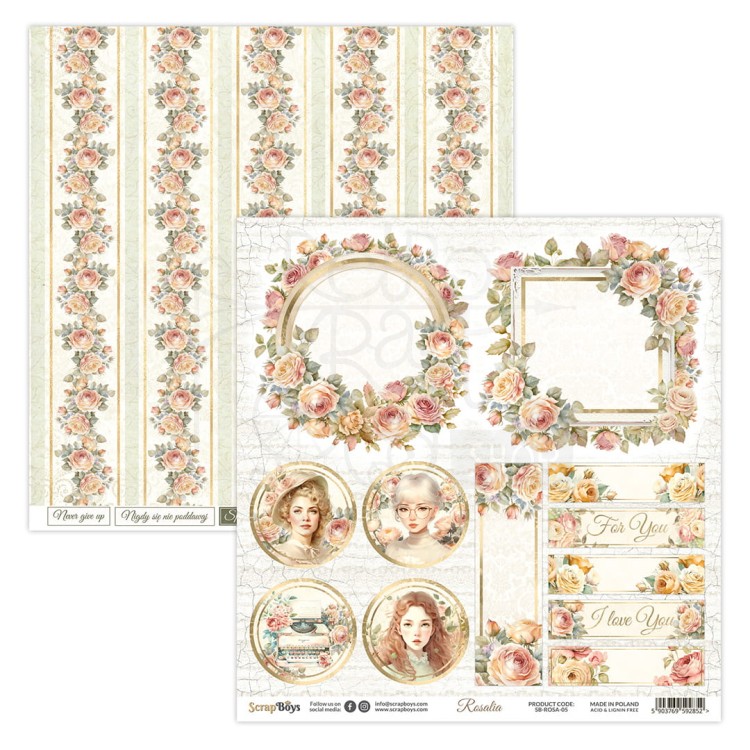Zestaw papierów 30x30 Rosalia SB-ROSA-08 ScrapBoys