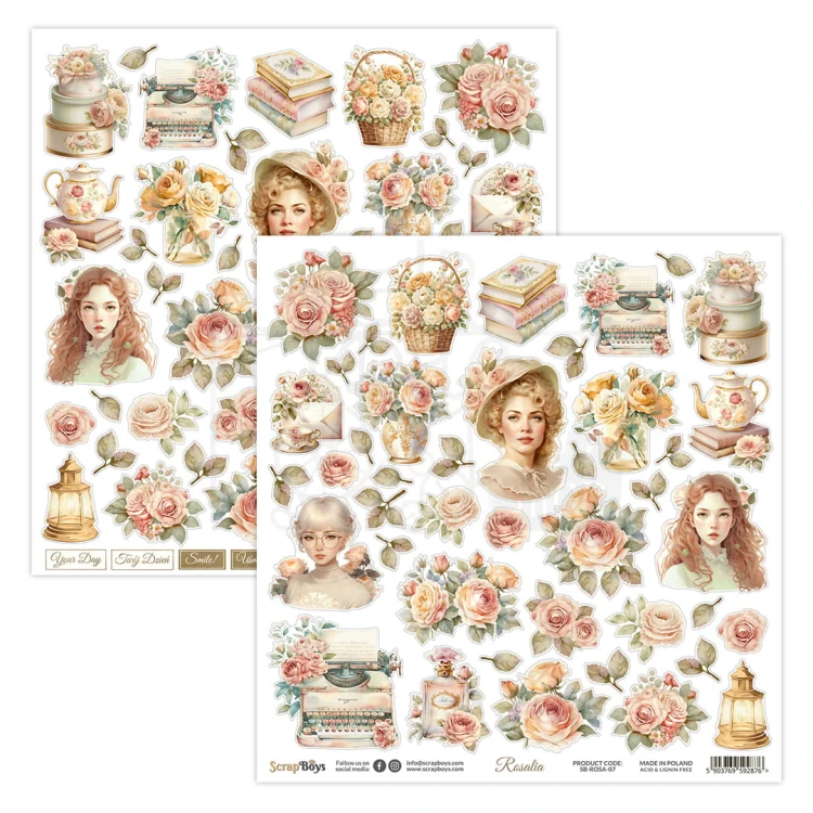 Papier 30x30 elementy do wycięcia Rosalia SB-ROSA-07 ScrapBoys