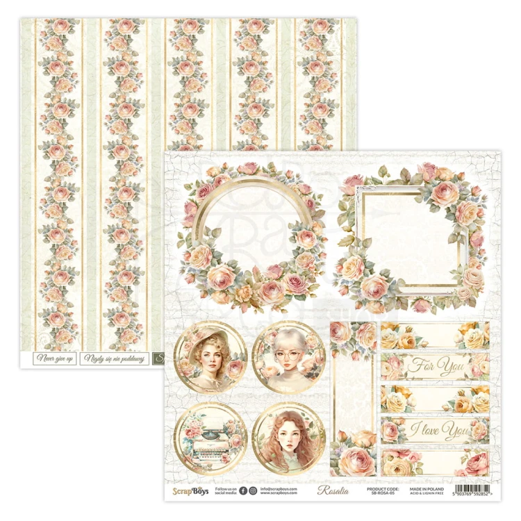 Papier 30x30 Rosalia 05 SB-ROSA-05 ScrapBoys