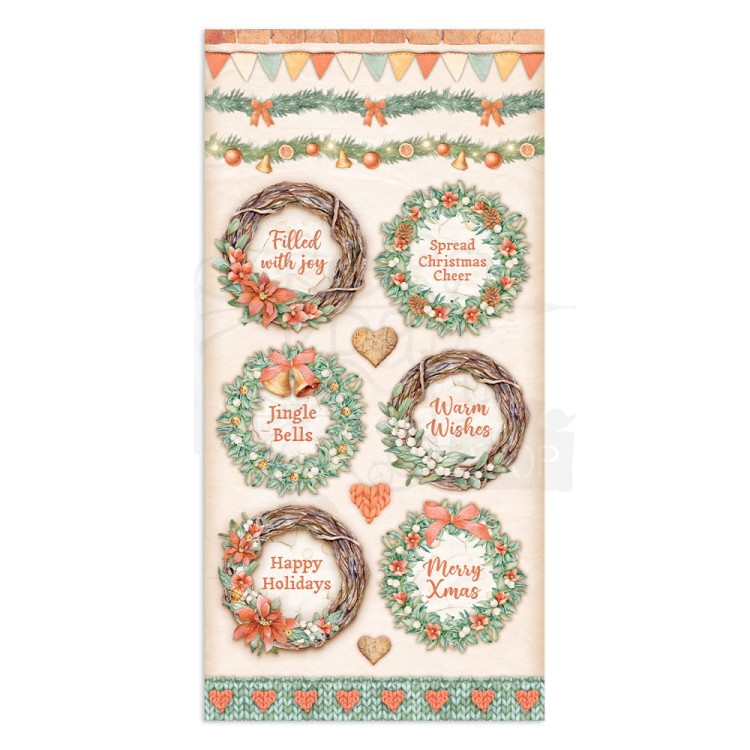 Zestaw papierów 15x30 elementy do wycięcia All Around Christmas SBBV24 Stamperia
