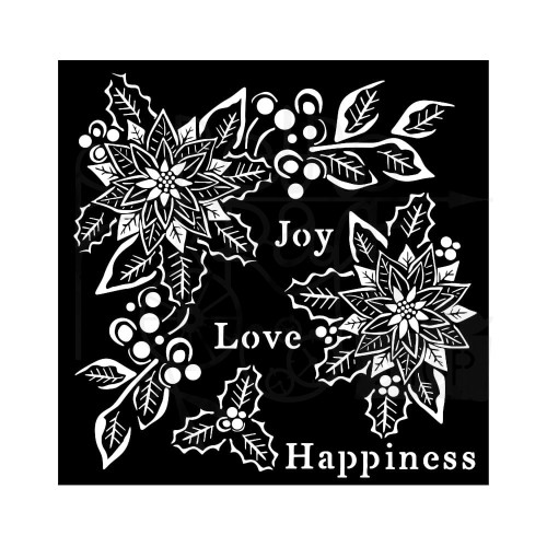 Szablon maska 18x18cm Christmas Joy Love Happiness KSTDQ89 Stamperia