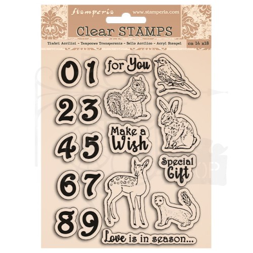 Stempel akrylowy 14x18cm Cozy Winter Cyfry i zwierzęta WTK161 Stamperia