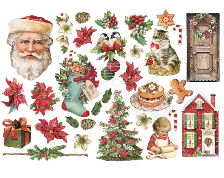 Ozdoby papierowe samoprzylepne Ephemera Classic Christmas DFLCT27 Stamperia