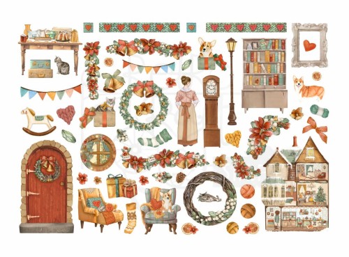 Ozdoby papierowe samoprzylepne Ephemera All Around Christmas DFLCT26 Stamperia