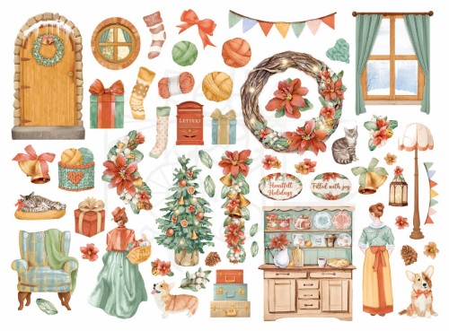 Ozdoby kształty tekturowe Die Cuts All Around Christmas DFLDC83 Stamperia