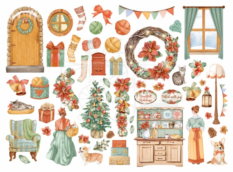 Ozdoby kształty tekturowe Die Cuts All Around Christmas DFLDC83 Stamperia