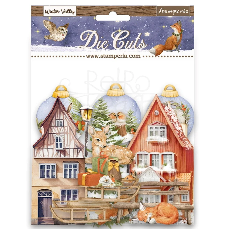 Ozdoby kształty tekturowe Die Cuts Winter Valley DFLDC82 Stamperia