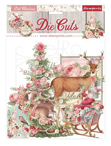 Ozdoby kształty tekturowe Die Cuts Pink Christmas DFLDC45 Stamperia