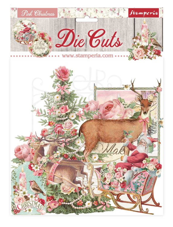 Ozdoby kształty tekturowe Die Cuts Pink Christmas DFLDC45 Stamperia