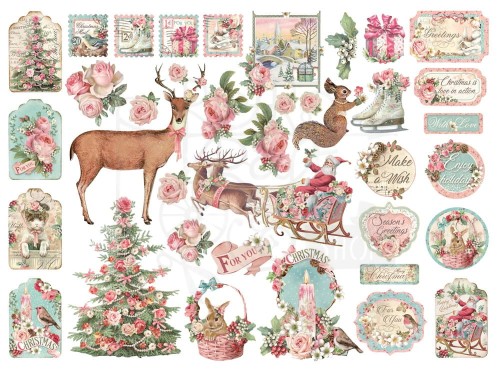 Ozdoby kształty tekturowe Die Cuts Pink Christmas DFLDC45 Stamperia
