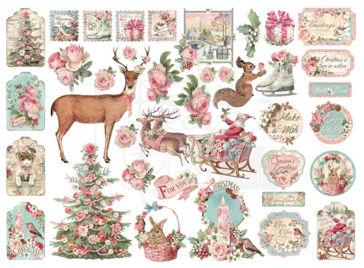 Ozdoby kształty tekturowe Die Cuts Pink Christmas DFLDC45 Stamperia