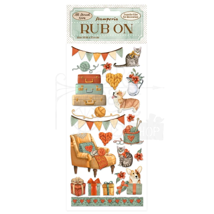 Rub-On Transfer 10x21.6cm All Around Christmas - Walizki DFLRB41 Stamperia