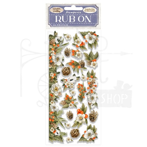 Rub-On Transfer 10x21.6cm Winter Valley - Pinecones DFLRB38 Stamperia