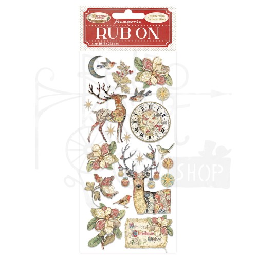 Rub-On Transfer 10x21.6cm Christmas Greetings - Jeleń DFLRB37 Stamperia