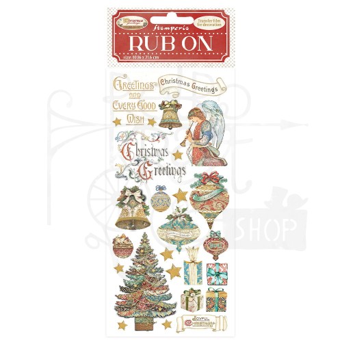 Rub-On Transfer 10x21.6cm Christmas Greetings - Anioł DFLRB36 Stamperia