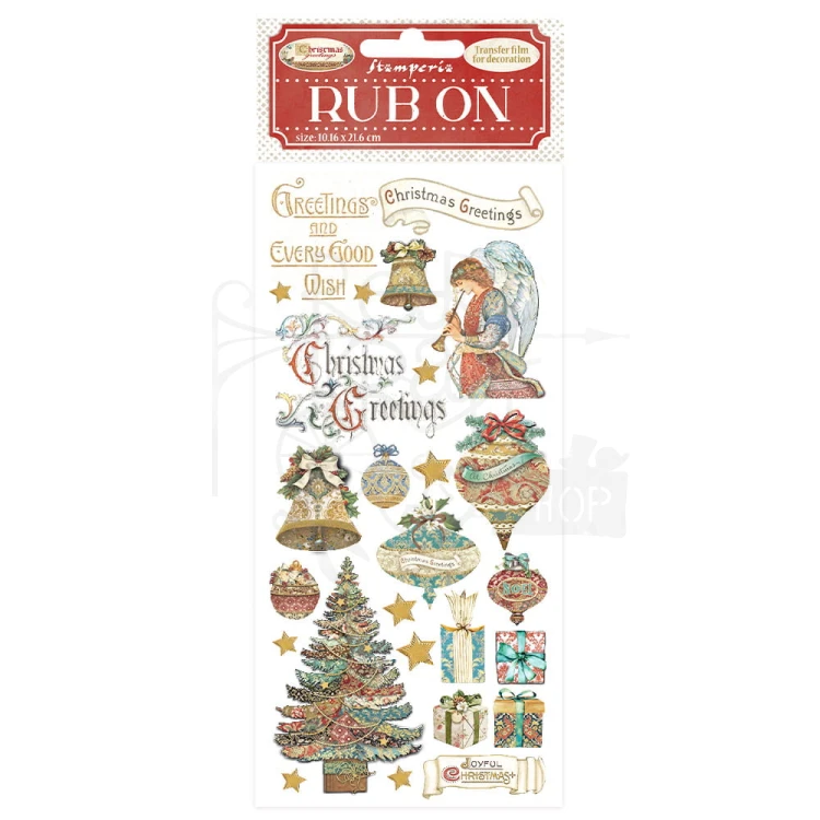 Rub-On Transfer 10x21.6cm Christmas Greetings - Anioł DFLRB36 Stamperia