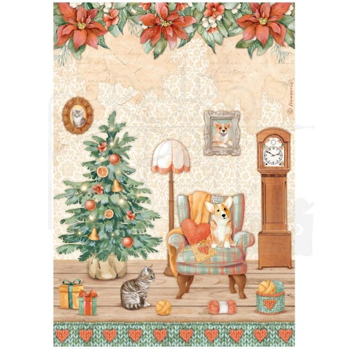 Papier ryżowy A4 All Around Christmas Świąteczny pokój DFSA4807 Stamperia