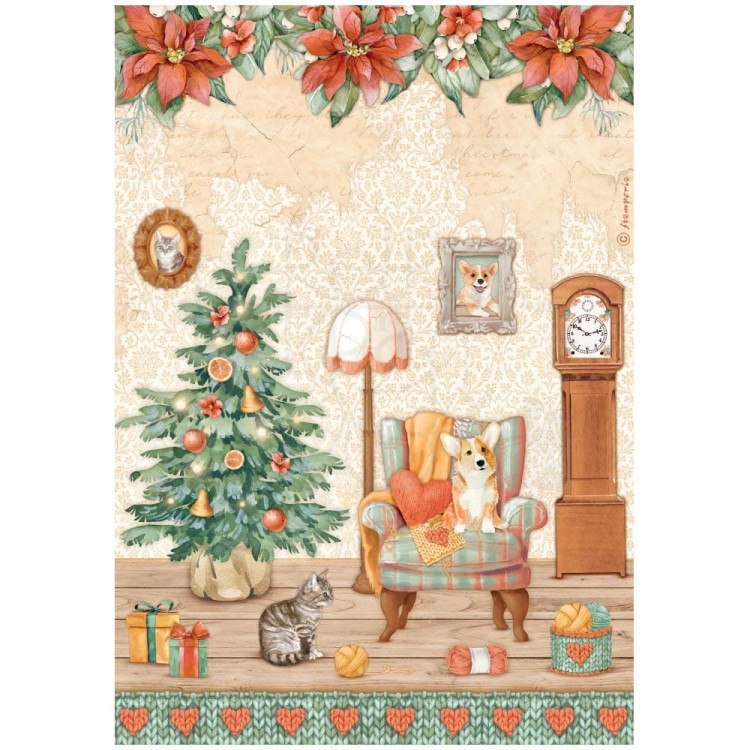 Papier ryżowy A4 All Around Christmas Świąteczny pokój DFSA4807 Stamperia