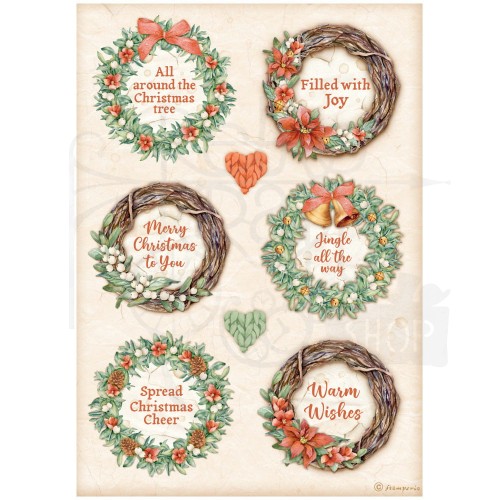 Papier ryżowy A4 All Around Christmas 6 girland DFSA4805 Stamperia