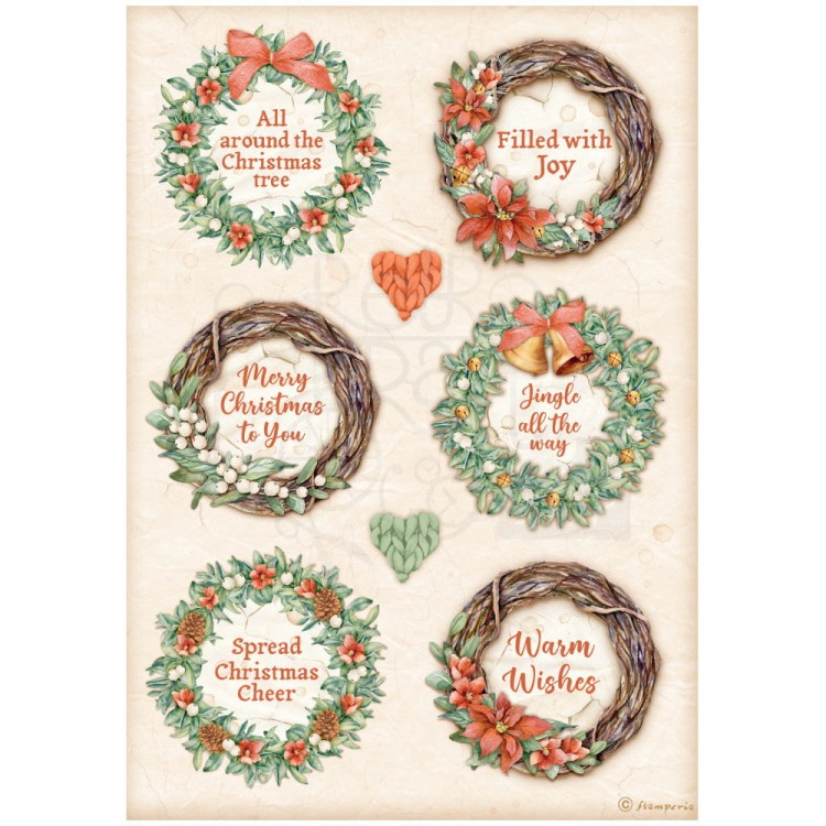 Papier ryżowy A4 All Around Christmas 6 girland DFSA4805 Stamperia