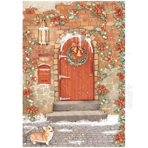 Papier ryżowy A4 All Around Christmas Red Door DFSA4804 Stamperia