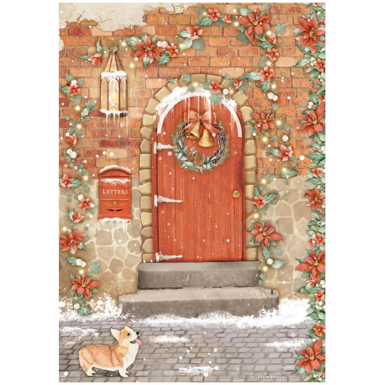 Papier ryżowy A4 All Around Christmas Red Door DFSA4804 Stamperia