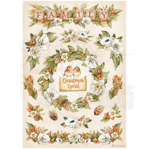 Papier ryżowy A4 Winter Valley Family Garlands DFSA4801 Stamperia