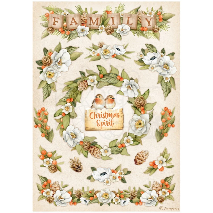 Papier ryżowy A4 Winter Valley Family Garlands DFSA4801 Stamperia