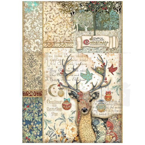 Papier ryżowy A4 Christmas Greetings Jeleń DFSA4793 Stamperia