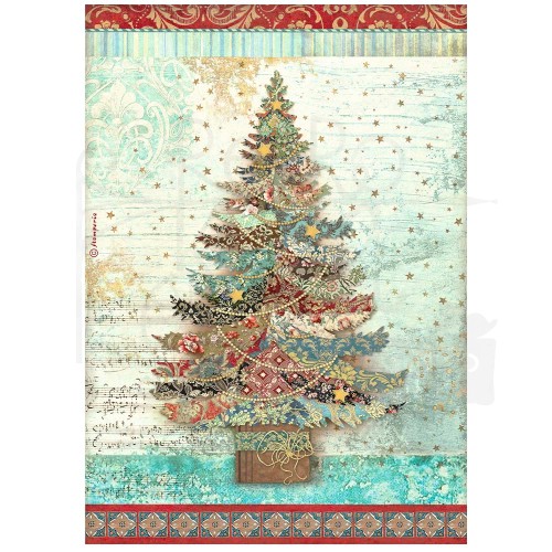 Papier ryżowy A4 Christmas Greetings Choinka DFSA4792 Stamperia
