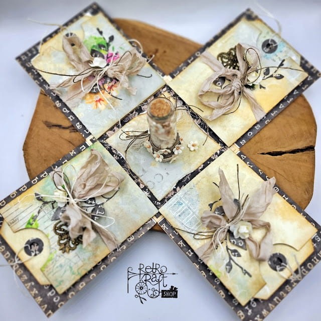 Pudełko exploding box - kremowe - 10x10x10cm Rzeczy z Papieru