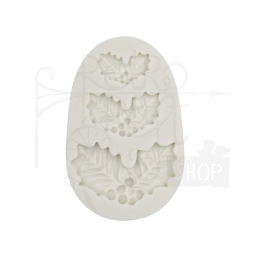Foremka silikonowa 3 gałązki ostrokrzewu 8.5x5.5cm 91472 Pentart