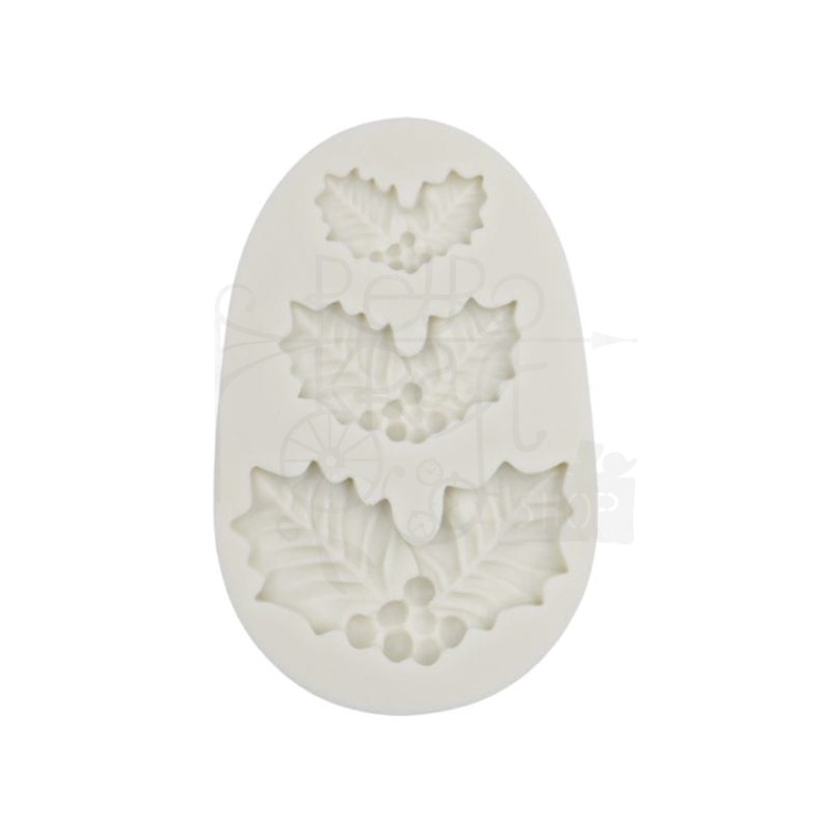 Foremka silikonowa 3 gałązki ostrokrzewu 8.5x5.5cm 91472 Pentart