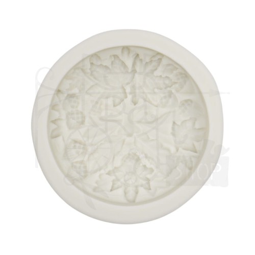Foremka silikonowa Dekor okrągły liściasty 6.4cm 93159 Pentart