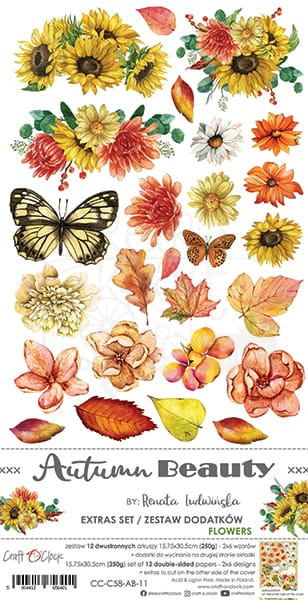 Zestaw dodatków 15x30 Autumn Beauty - Kwiaty CC-C58-AB-11 Craft O'Clock