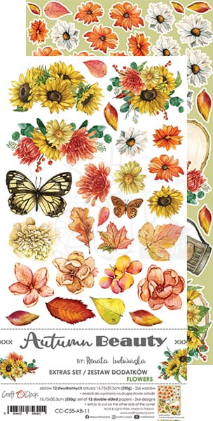 Zestaw dodatków 15x30 Autumn Beauty - Kwiaty CC-C58-AB-11 Craft O'Clock