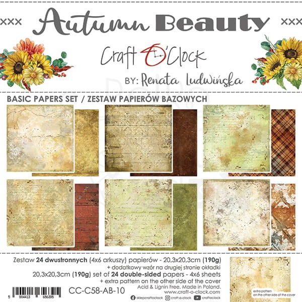 Zestaw papierów bazowych 20x20 Autumn Beauty CC-C58-AB-10 Craft O'Clock